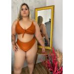 Biquini Plus Size Top Retrô Terracota com calcinha hot pant 0128.09