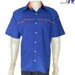 Camisa Manga Curta Colarinho e Viés Frente e Costa Colorido