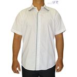 Camisa Manga Curta com Viés Colorido Patê e Gola