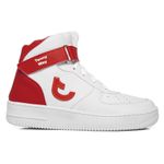 Tenis Sapato Cano Alto Unissex Branco com Vermelho