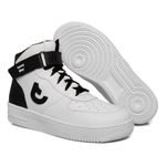 Tenis Sapato Cano Alto Unissex Branco com Preto