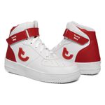 Tenis Sapato Cano Alto Unissex Branco com Vermelho