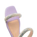 Sandália Feminina Jade Com Duas Tiras Strass Lilás 