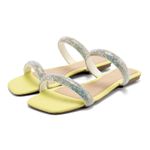 Sandália Feminina Jade Com Duas Tiras Strass Amarelo