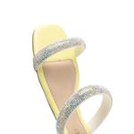 Sandália Feminina Jade Com Duas Tiras Strass Amarelo