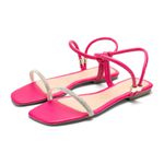 Sandália Luna Com Strass Rasteirinha Rosa
