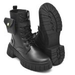 Coturno Feminino Bota Tratorada Com Bolsinha PRETO