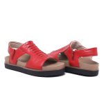 Sandália Feminina Tamanco Vermelho Couro Legítimo Linha Confort Sola Leve Macia Sandália conforto para os pés Feminina