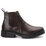 Bota Botina Cano Curto Masculina Casual Tratorada de Couro Legítmo Látego Café Resistente Ac Ferraz