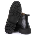 Bota Botina Cano Curto Masculina Casual Tratorada de Couro Legítmo Látego Preto Resistente Ac Ferraz