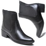 Bota Feminina Cano Curto Preta Salto Baixinho BT050 Friozinho Moda Inverno Bota Modinha