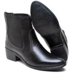 Bota Feminina Cano Curto Preta Salto Baixinho BT050 Friozinho Moda Inverno Bota Modinha
