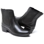 Bota Feminina Cano Curto Preta Salto Baixinho BT050 Friozinho Moda Inverno Bota Modinha
