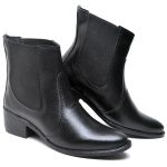 Bota Feminina Cano Curto Preta Salto Baixinho BT050 Friozinho Moda Inverno Bota Modinha