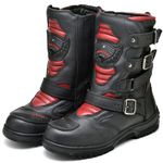 Bota Coturno Masculino Couro Legítmo Racing 13005 Preto/Vermelho Motoqueiro Motociclista