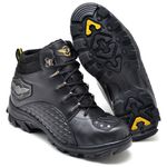 Bota Coturno Adventure Motociclista Couro Legítmo com Protetor Racing Fakcini Preto Resistente
