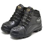 Bota Coturno Adventure Motociclista Couro Legítmo com Protetor Racing Fakcini Preto Resistente