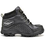 Bota Coturno Adventure Motociclista Couro Legítmo com Protetor Racing Fakcini Preto Resistente