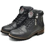 Coturno Masculino Couro Legítmo Casual Zíper Lateral Semi Cromo - Fakcini 775 Preto