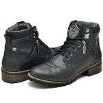Coturno Masculino Couro Legítmo Casual Zíper Lateral Semi Cromo - Fakcini 775 Preto