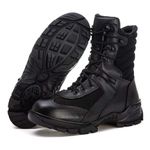 bota masculina coturno couro legitmo preto militar motociclista BPM401M resistente casual