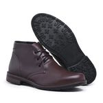 Bota Social Masculina Café Clássico Cano Curto Lisa em Couro com Cadarço Confortável Qualidade Resistencia