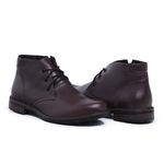 Bota Social Masculina Café Clássico Cano Curto Lisa em Couro com Cadarço Confortável Qualidade Resistencia