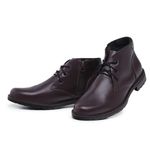 Bota Social Masculina Café Clássico Cano Curto Lisa em Couro com Cadarço Confortável Qualidade Resistencia