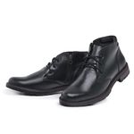 Bota Social Masculina Preto Clássico Cano Curto Lisa em Couro com Cadarço Confortável Qualidade Resistencia