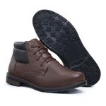 Bota Masculina Café Coturno em Couro com Cadarço Total Conforto