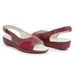 Sandália Chinelo Feminino Couro Vermelho Confort Ortopédica Solado Micro Expandido Bico Arredondado Antiderrapante