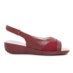 Sandália Chinelo Feminino Couro Vermelho Confort Ortopédica Solado Micro Expandido Bico Arredondado Antiderrapante