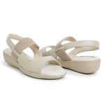 Sandália Feminina Confort em Couro Legítimo Bege Ortopédica Total conforto Solado Micro Expandido em Oferta!