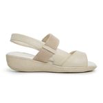 Sandália Feminina Confort em Couro Legítimo Bege Ortopédica Total conforto Solado Micro Expandido em Oferta!