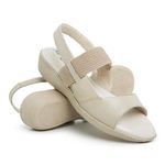Sandália Feminina Confort em Couro Legítimo Bege Ortopédica Total conforto Solado Micro Expandido em Oferta!