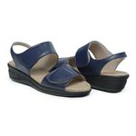 Sandália Feminina Papete Azul Regulável em Couro Conforto Senhora 33/42 Pizaflex Ótima Qualidade