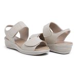 Sandália Feminina Papete Creme Regulável em Couro Conforto Senhora 33/42 Pizaflex Ótima Qualidade