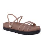 Sandália Papete Feminina Creme Birken Tiras Em Glitter Super Conforto 