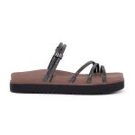 Sandália Papete Preta Feminina Birken Tiras Em Glitter Super Conforto 