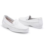 Sapato Tênis Mocassim Feminino Branco Confort Ortopédico Diabético - Esporão Resistente Linha Senhora