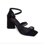 Sandália Feminina Salto Geométrico Strass Ref 3700 Preta 