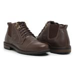 Coturno Masculino Café Bota Cano Curto Resistente Couro Legítimo Resistente Palmilha em Gel
