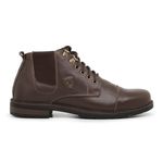 Coturno Masculino Café Bota Cano Curto Resistente Couro Legítimo Resistente Palmilha em Gel