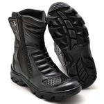 Bota Masculina Motoqueiro TH3 em Couro Cano Médio Preto Conforto Resistencia Trilha Passeios Trabalho