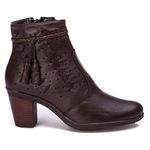 Coturno Saltinho 6803 Bota Feminina Café de Couro Legítimo Pettinari Passeio Moda Feminina