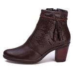 Coturno Saltinho 6803 Bota Feminina Café de Couro Legítimo Pettinari Passeio Moda Feminina