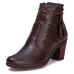 Coturno Saltinho 6803 Bota Feminina Café de Couro Legítimo Pettinari Passeio Moda Feminina