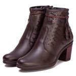 Coturno Saltinho 6803 Bota Feminina Café de Couro Legítimo Pettinari Passeio Moda Feminina