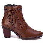 Coturno Saltinho 6803 Bota Feminina Marrom de Couro Legítimo Pettinari Passeio Moda Feminina