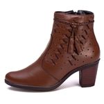 Coturno Saltinho 6803 Bota Feminina Marrom de Couro Legítimo Pettinari Passeio Moda Feminina